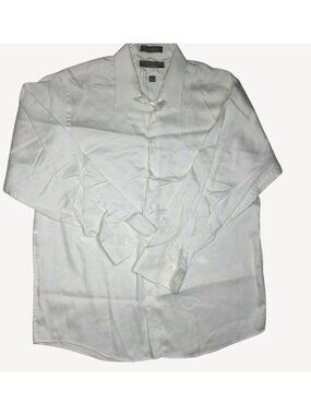 Claybrooke Mens Button Up Long Sleeved Collared Shirt White Size 17 (34/35)